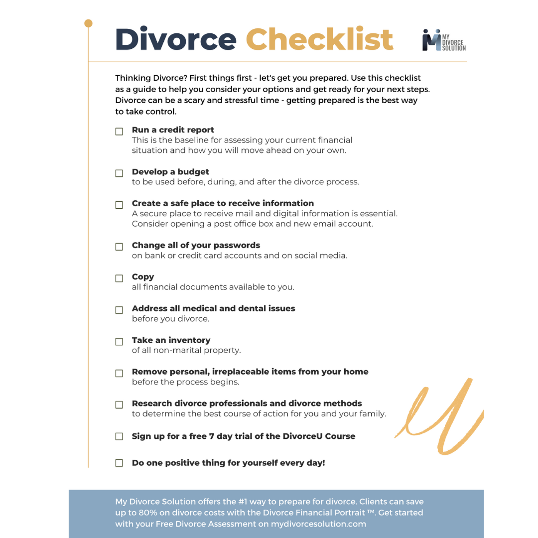 Divorce Checklist My Divorce Solution